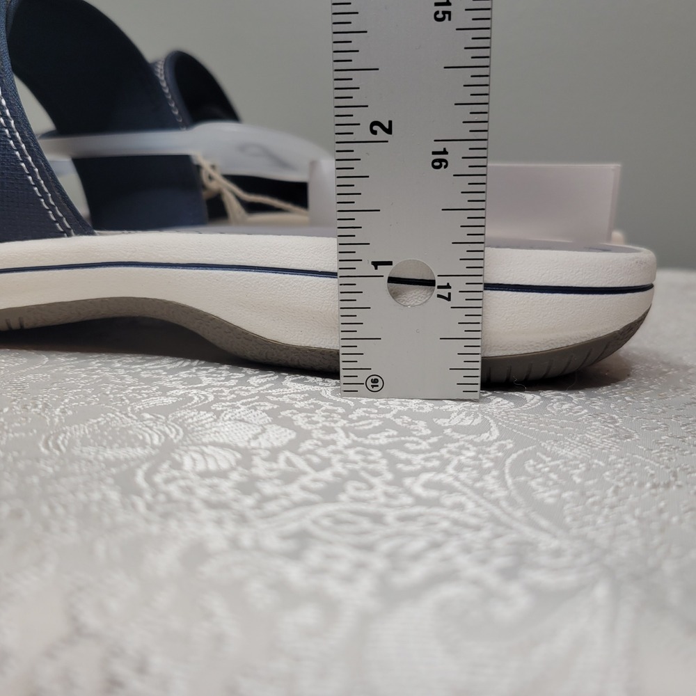Clarks Breeze Piper Navy Blue Womens Size 12 Slide Sandals Slip On Coastal Beach - Picture 10 of 11